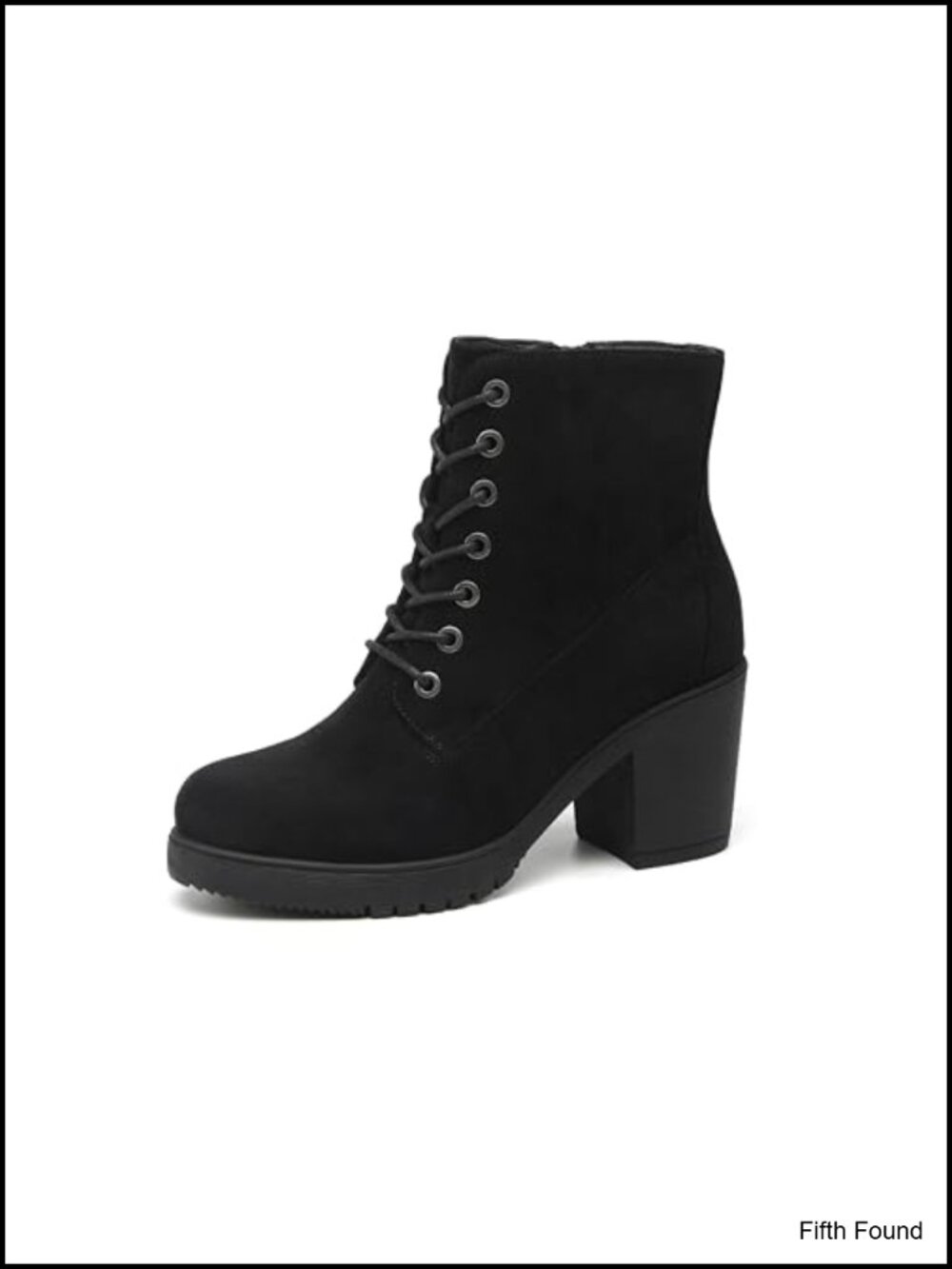 Chunky Heel Ankle Boots Lace-Up Side Zipper Booties